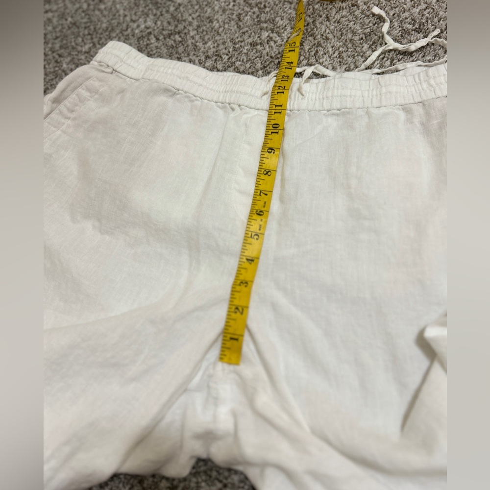 Talbots Womens Linen Pull On Pants Drawstring Plus Size 22 W White Wide Leg Crop - Picture 5 of 10